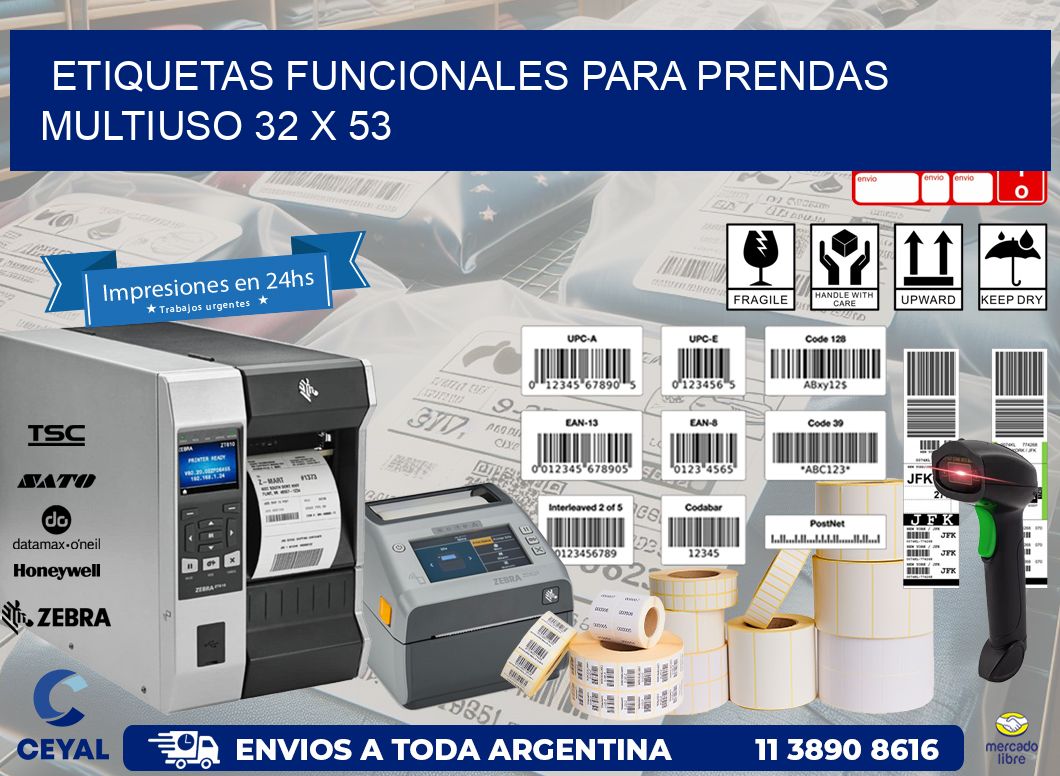 ETIQUETAS FUNCIONALES PARA PRENDAS MULTIUSO 32 x 53