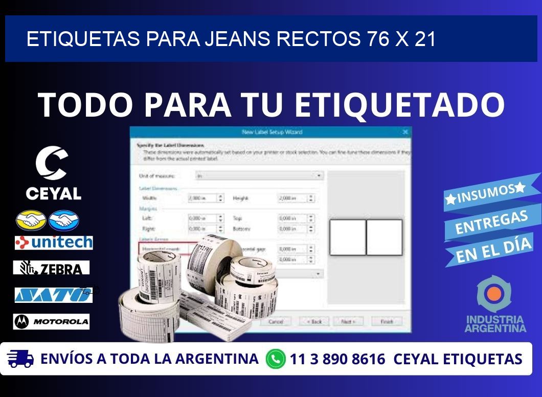 ETIQUETAS PARA JEANS RECTOS 76 x 21