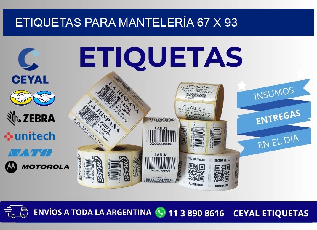 ETIQUETAS PARA MANTELERÍA 67 x 93