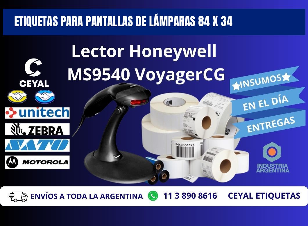 ETIQUETAS PARA PANTALLAS DE LÁMPARAS 84 x 34