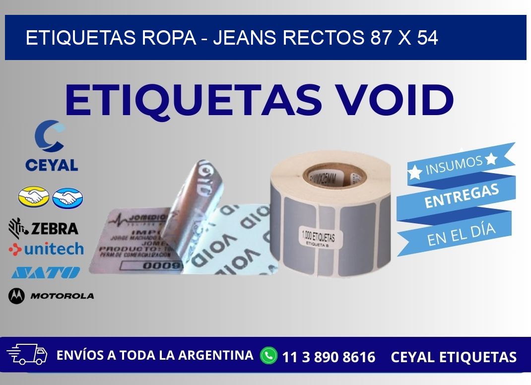 ETIQUETAS ROPA - JEANS RECTOS 87 x 54