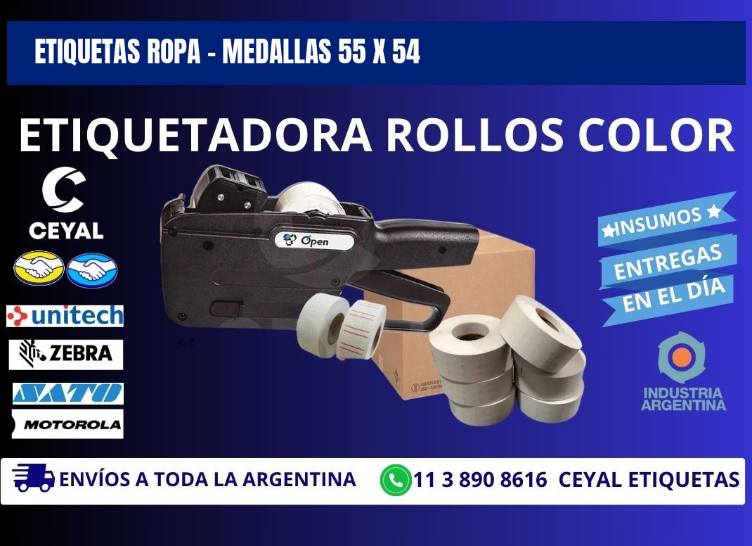 ETIQUETAS ROPA - MEDALLAS 55 x 54