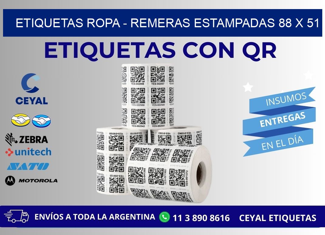 ETIQUETAS ROPA - REMERAS ESTAMPADAS 88 x 51