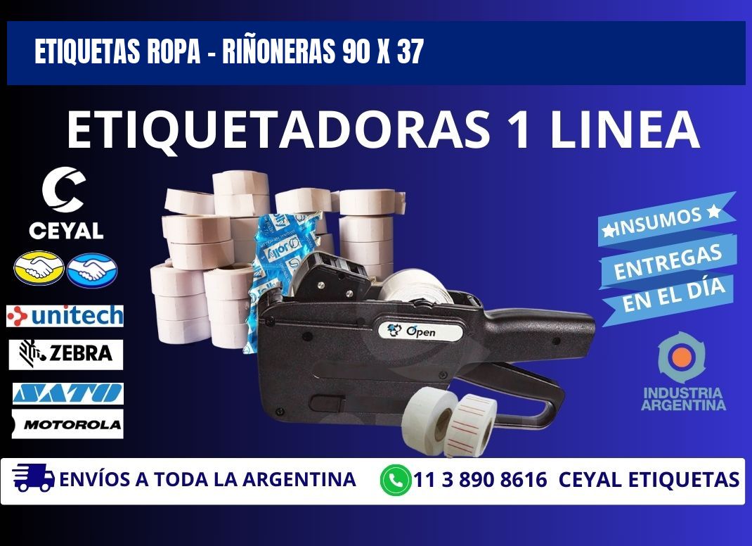 ETIQUETAS ROPA - RIÑONERAS 90 x 37