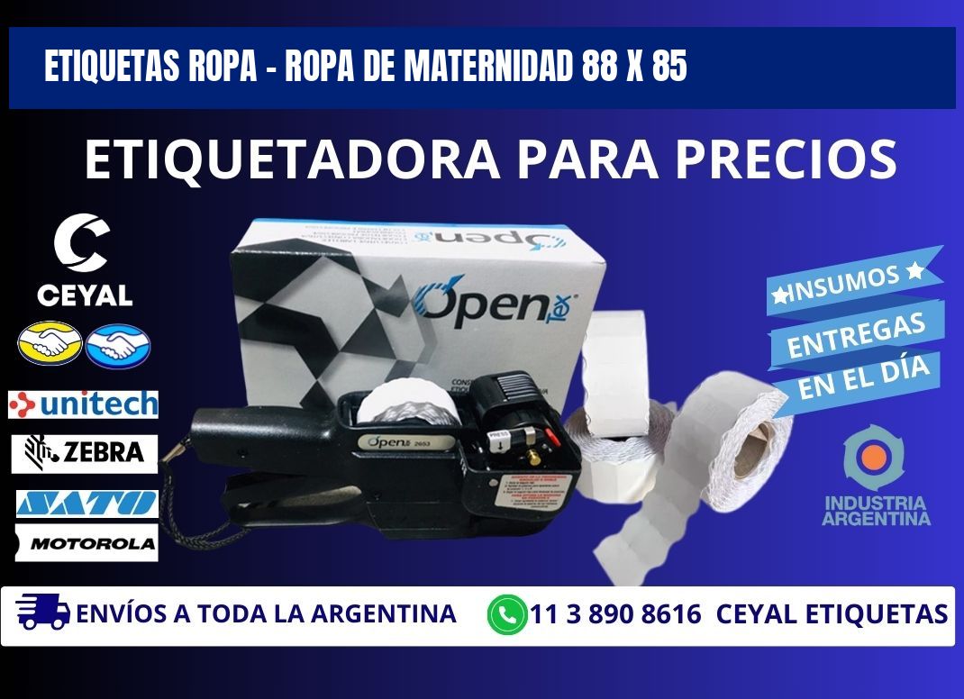 ETIQUETAS ROPA - ROPA DE MATERNIDAD 88 x 85