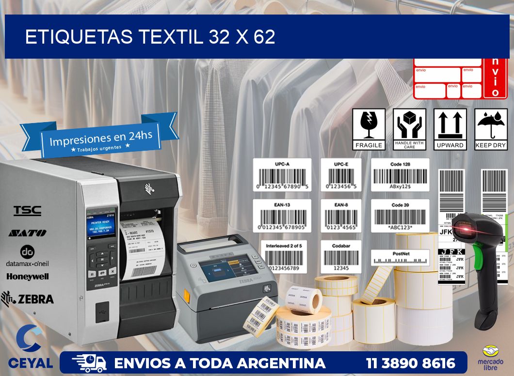 ETIQUETAS TEXTIL 32 x 62