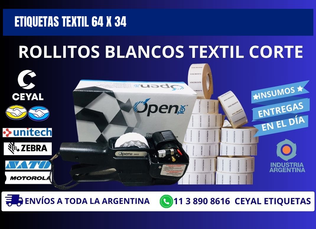 ETIQUETAS TEXTIL 64 x 34