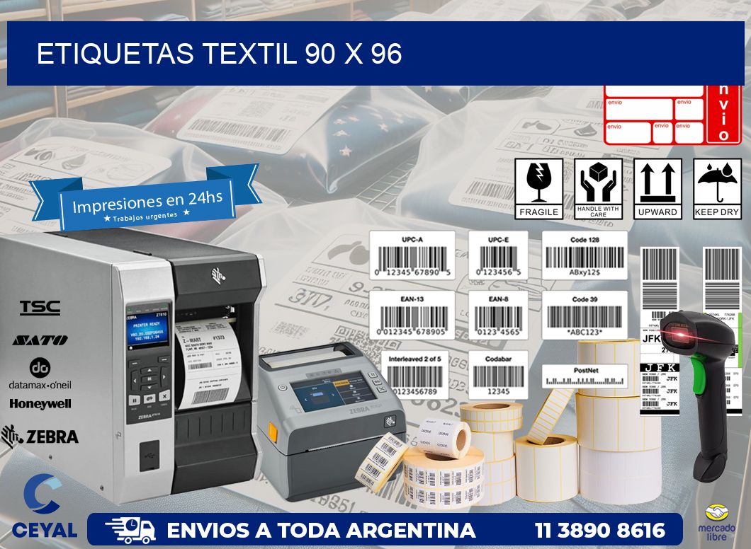 ETIQUETAS TEXTIL 90 x 96