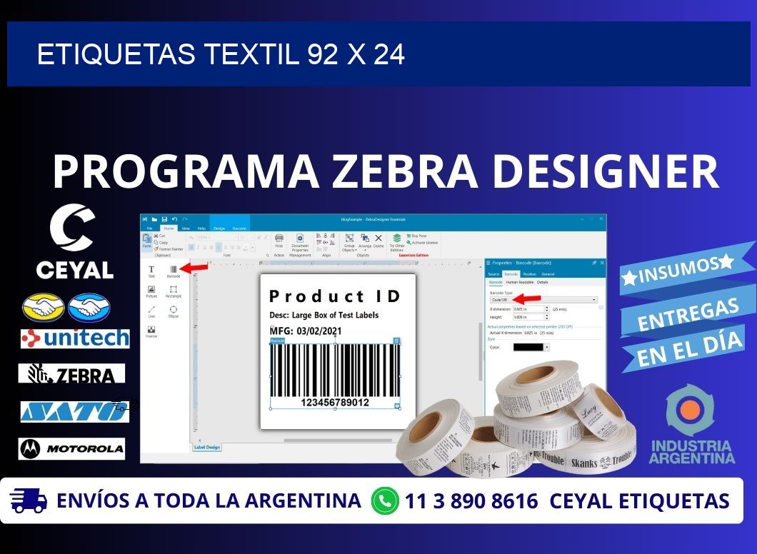 ETIQUETAS TEXTIL 92 x 24