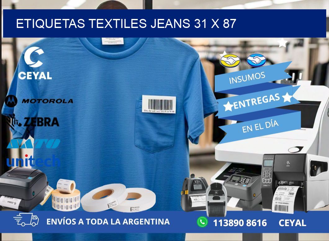 ETIQUETAS TEXTILES JEANS 31 x 87