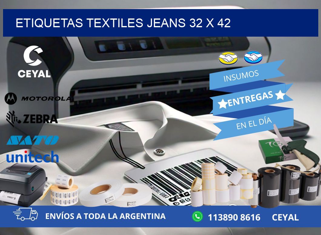 ETIQUETAS TEXTILES JEANS 32 x 42