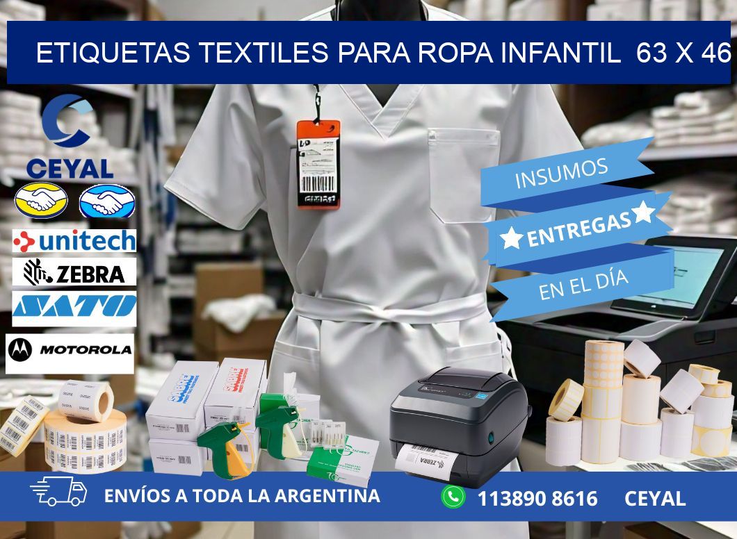 ETIQUETAS TEXTILES PARA ROPA INFANTIL  63 x 46