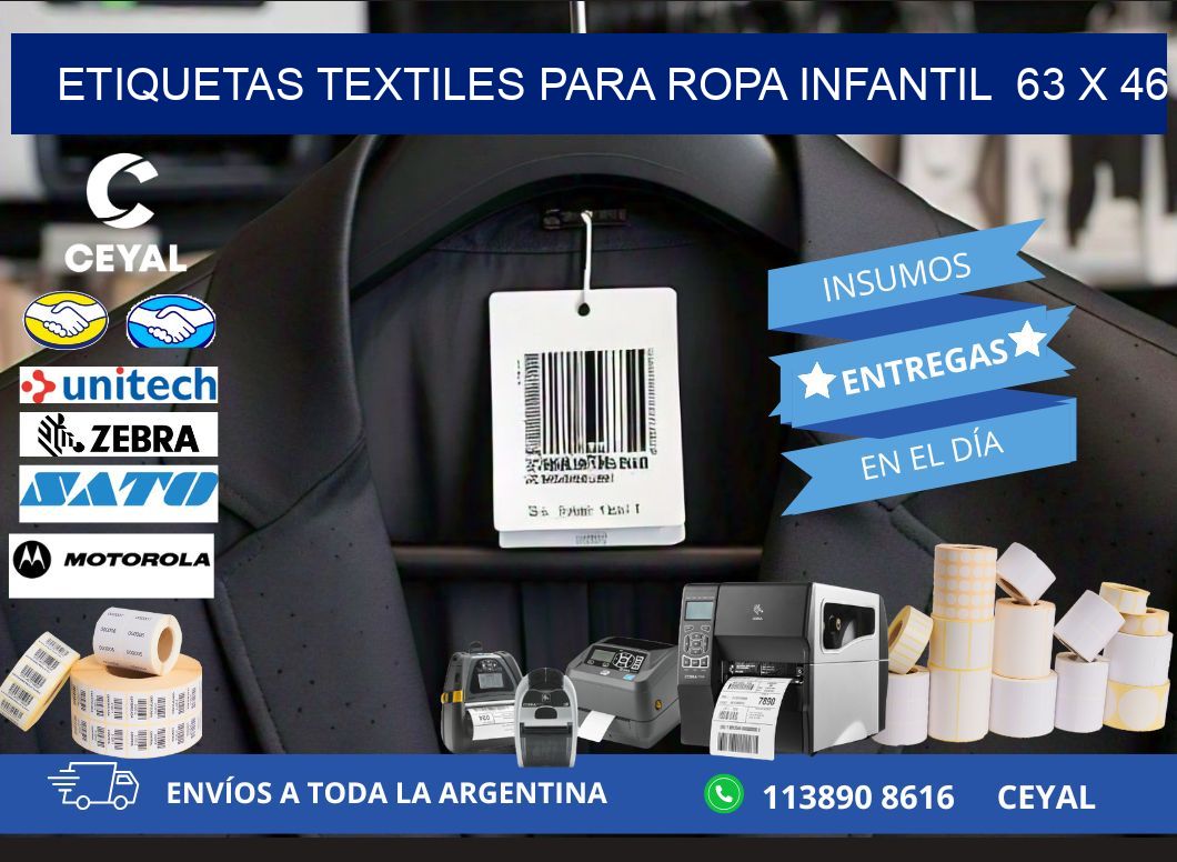 ETIQUETAS TEXTILES PARA ROPA INFANTIL  63 x 46