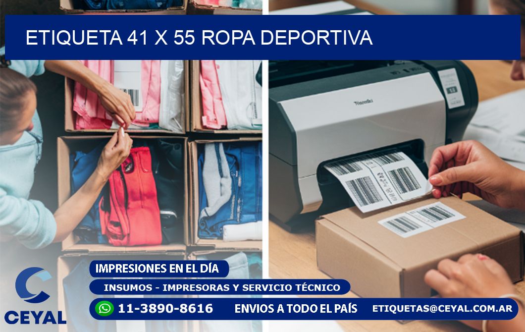 Etiqueta 41 x 55 ropa deportiva