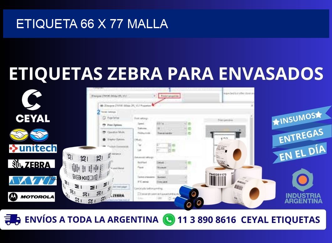 Etiqueta 66 x 77 malla