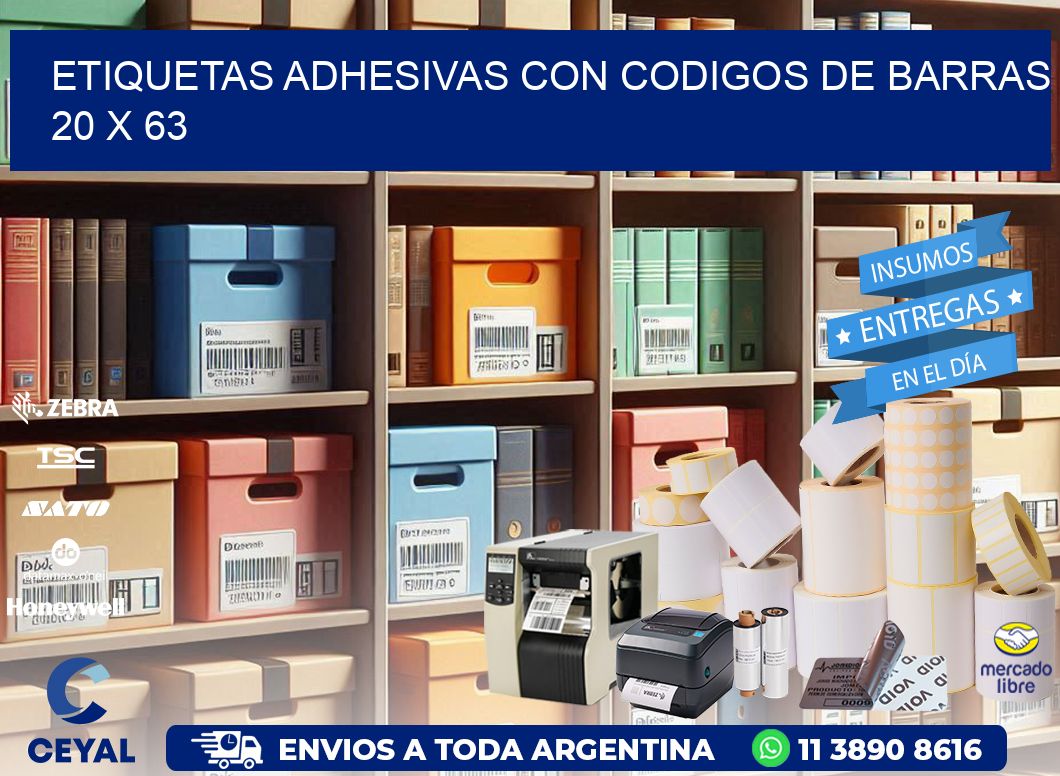 Etiquetas Adhesivas con Codigos de Barras  20 x 63