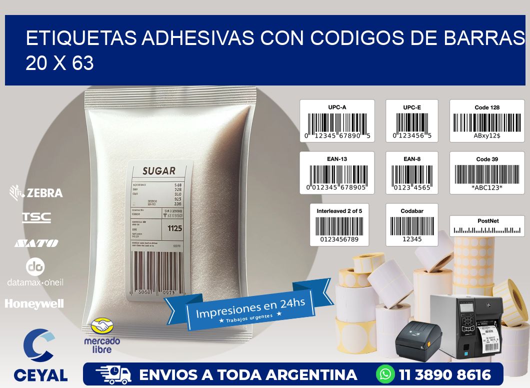 Etiquetas Adhesivas con Codigos de Barras  20 x 63