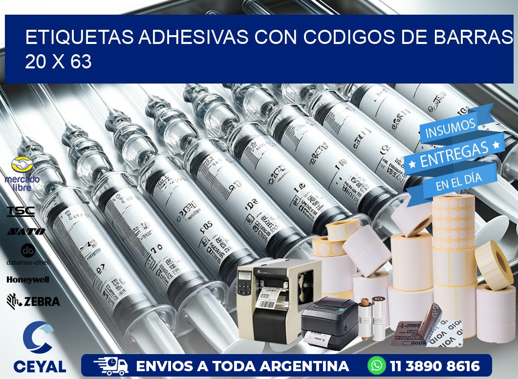 Etiquetas Adhesivas con Codigos de Barras  20 x 63