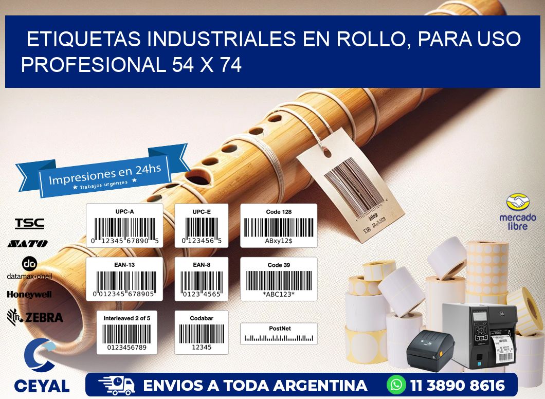 Etiquetas Industriales en Rollo, Para Uso Profesional 54 x 74