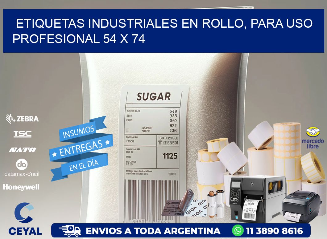 Etiquetas Industriales en Rollo, Para Uso Profesional 54 x 74