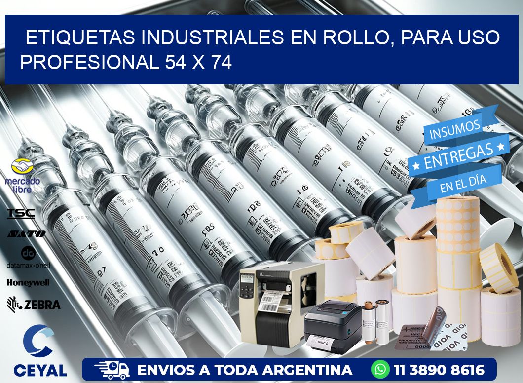 Etiquetas Industriales en Rollo, Para Uso Profesional 54 x 74