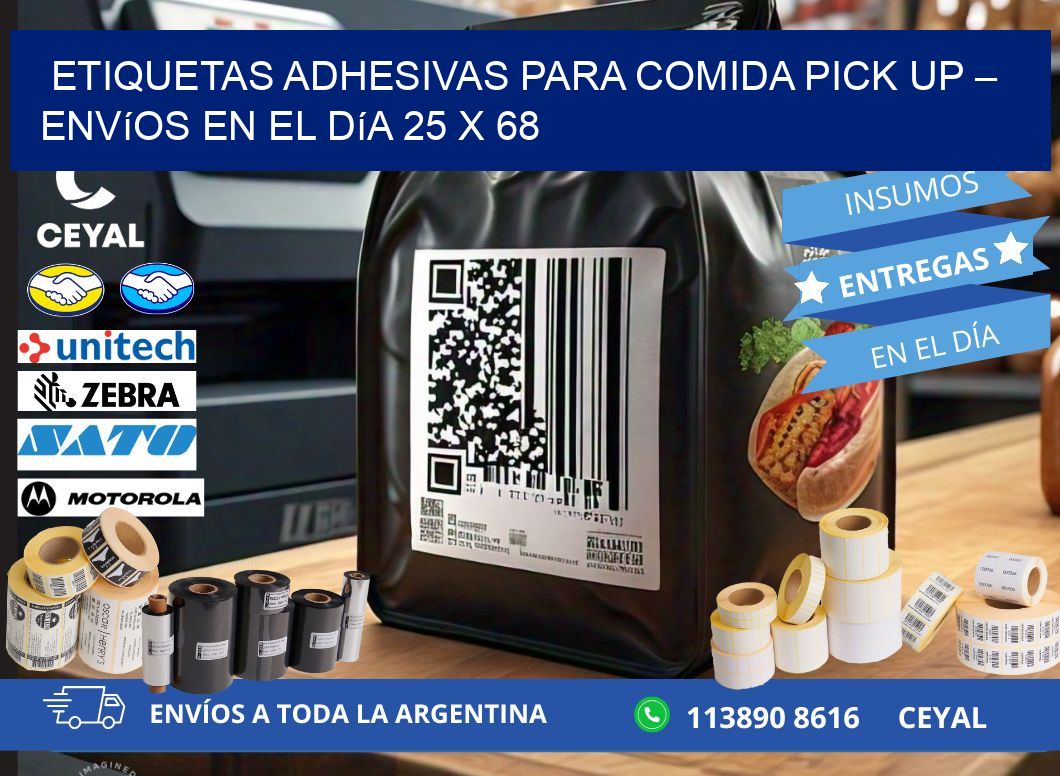 Etiquetas adhesivas para comida pick up – Envíos en el día 25 x 68