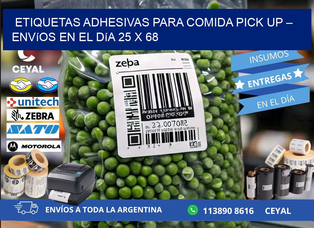 Etiquetas adhesivas para comida pick up – Envíos en el día 25 x 68