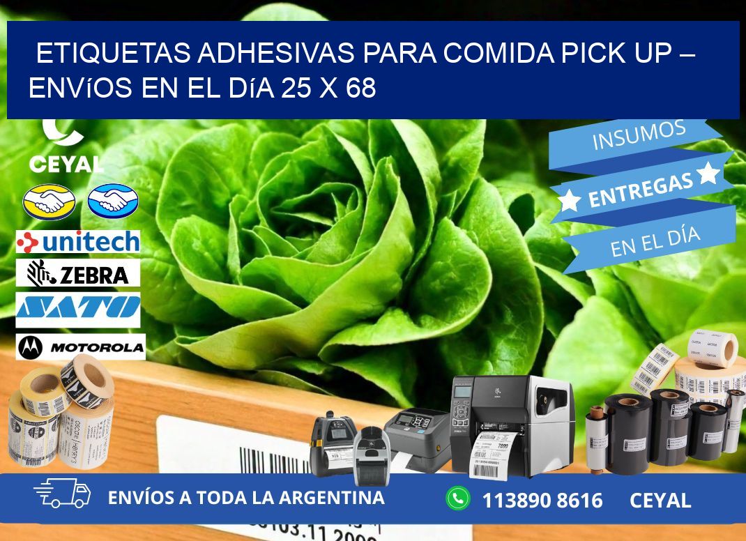 Etiquetas adhesivas para comida pick up – Envíos en el día 25 x 68