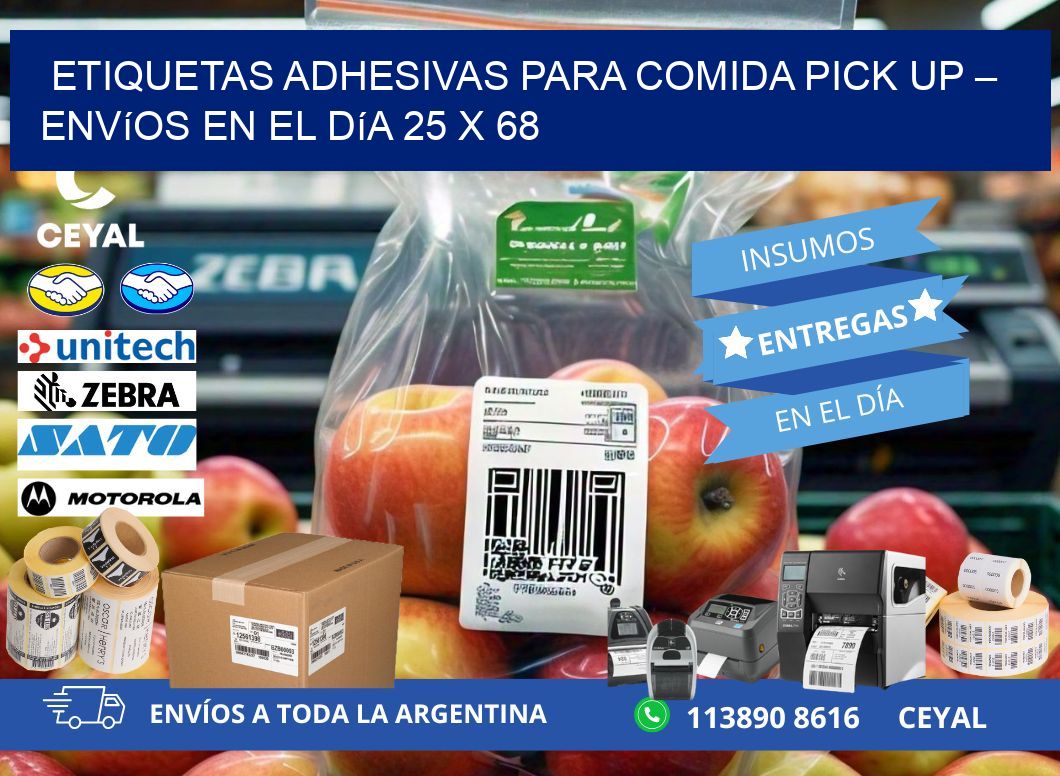 Etiquetas adhesivas para comida pick up – Envíos en el día 25 x 68