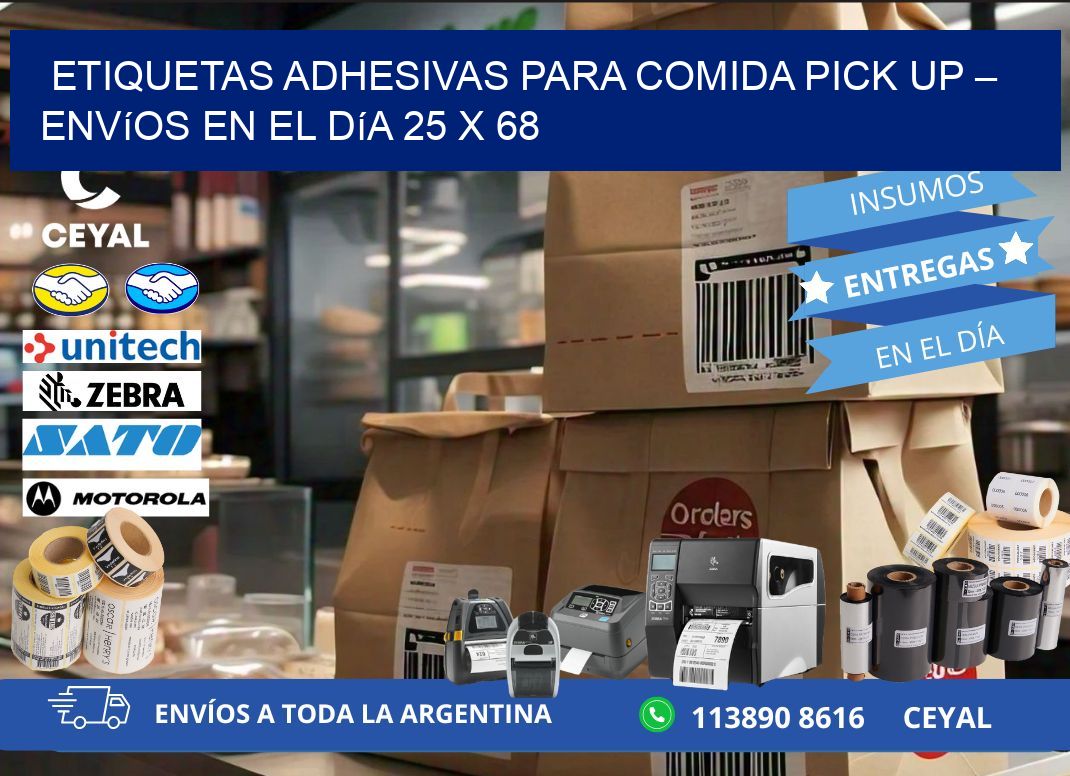 Etiquetas adhesivas para comida pick up – Envíos en el día 25 x 68