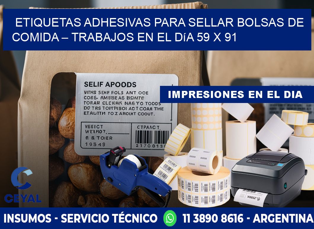 Etiquetas adhesivas para sellar bolsas de comida – Trabajos en el día 59 x 91