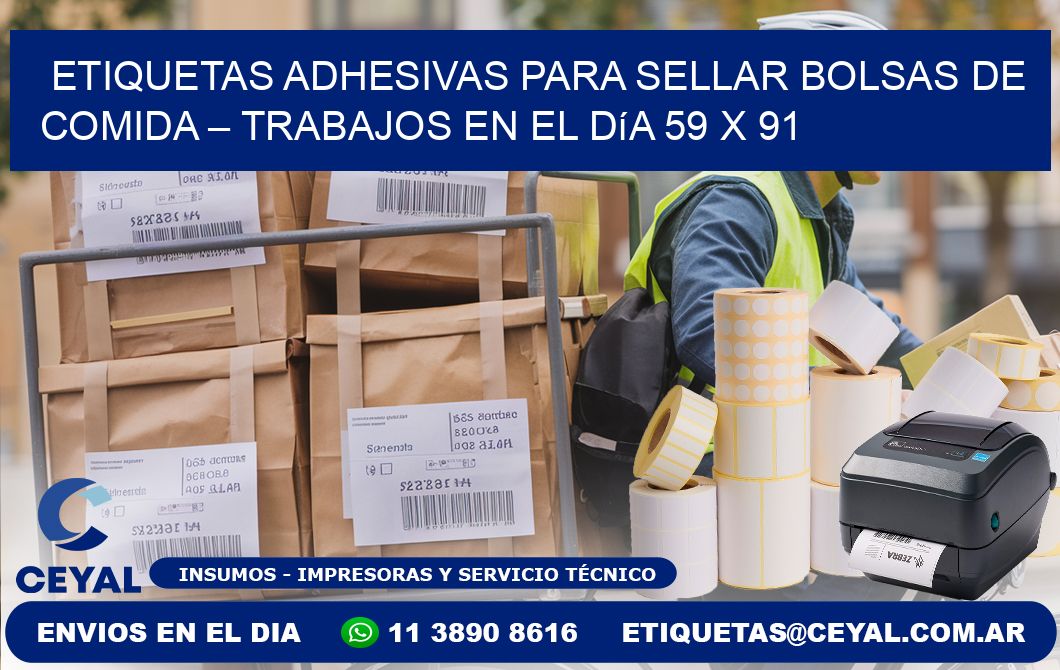 Etiquetas adhesivas para sellar bolsas de comida – Trabajos en el día 59 x 91