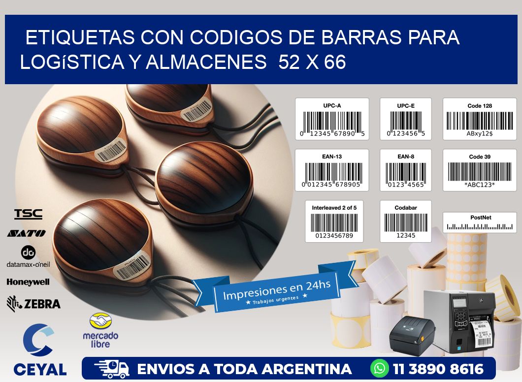 Etiquetas con Codigos de Barras para Logística y Almacenes  52 x 66