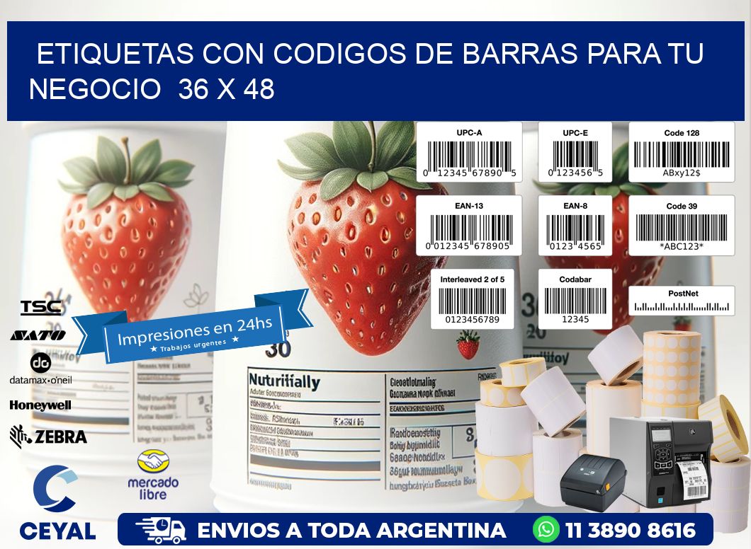 Etiquetas con Codigos de Barras para tu Negocio  36 x 48