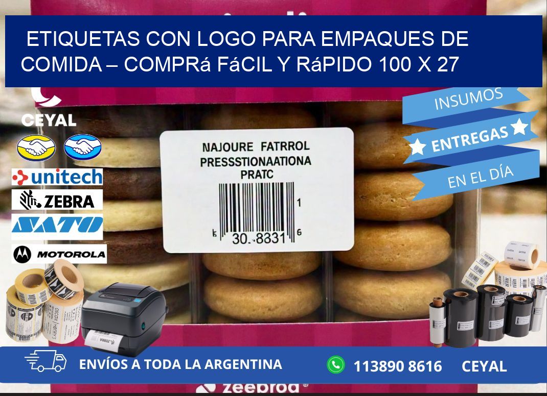 Etiquetas con logo para empaques de comida – Comprá fácil y rápido 100 x 27