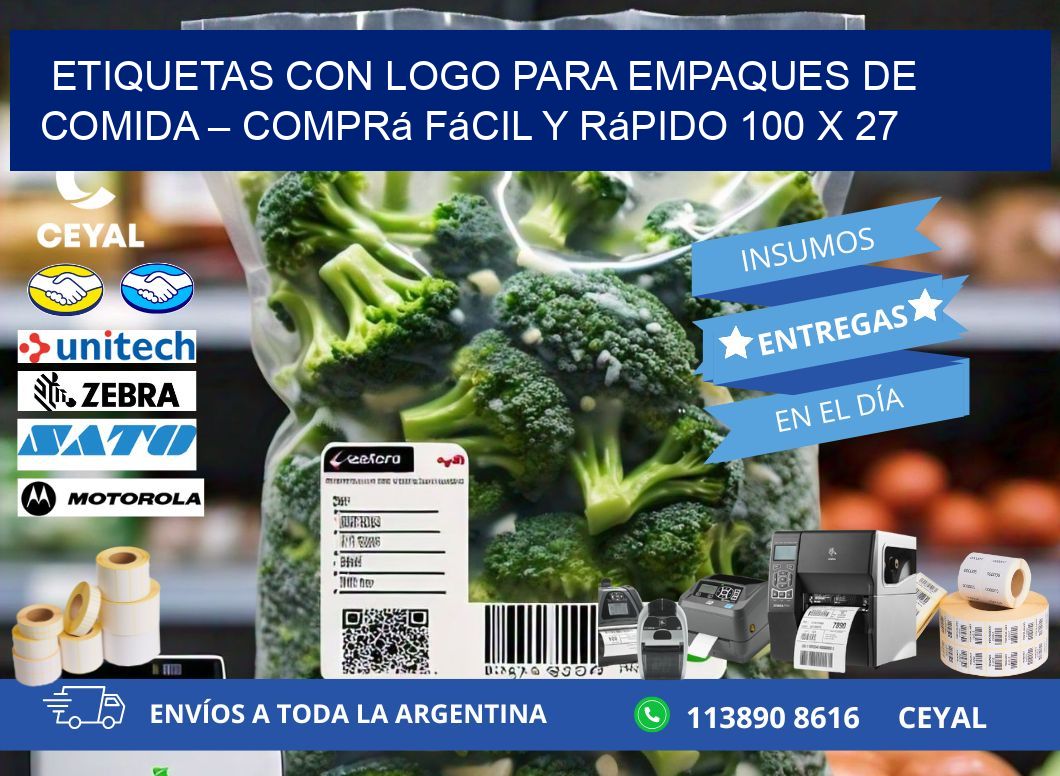 Etiquetas con logo para empaques de comida – Comprá fácil y rápido 100 x 27