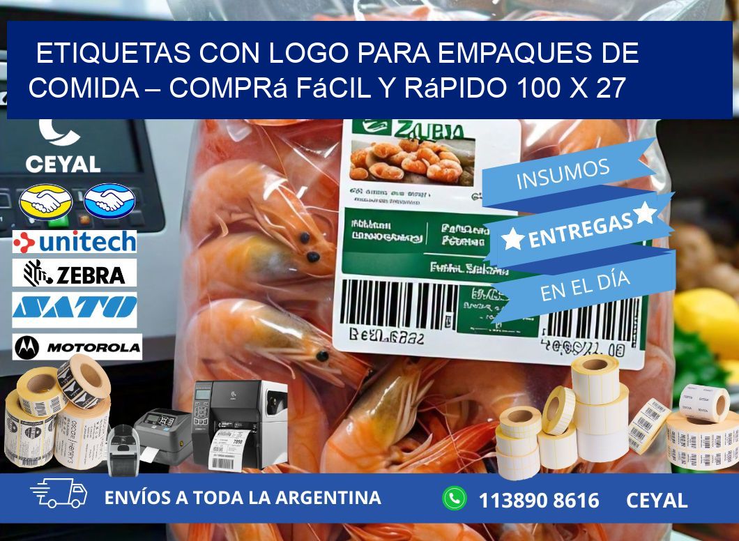 Etiquetas con logo para empaques de comida – Comprá fácil y rápido 100 x 27