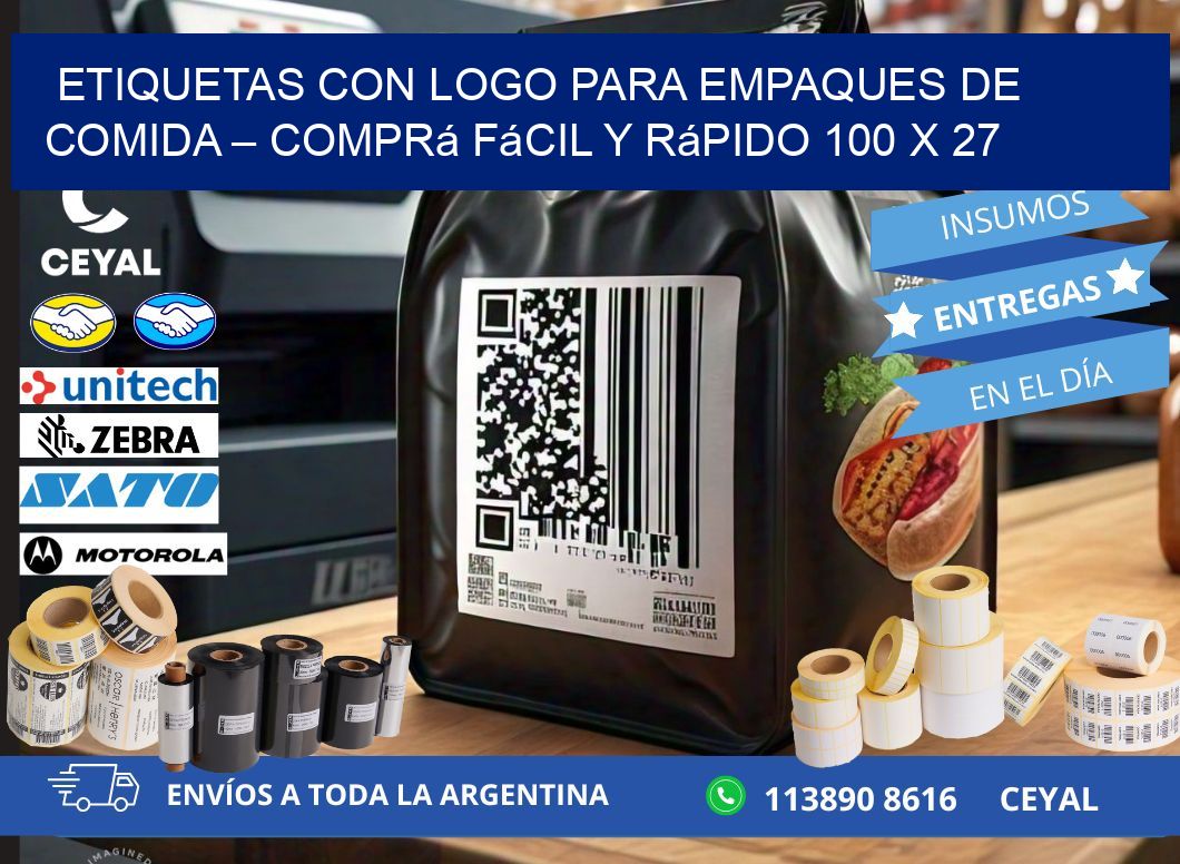 Etiquetas con logo para empaques de comida – Comprá fácil y rápido 100 x 27