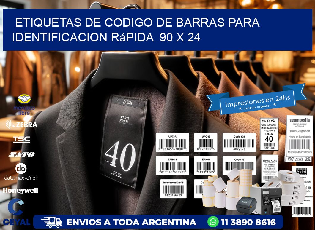 Etiquetas de Codigo de Barras para Identificacion Rápida  90 x 24