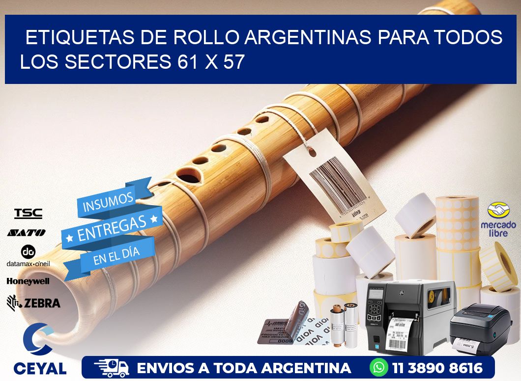 Etiquetas de Rollo Argentinas para Todos los Sectores 61 x 57