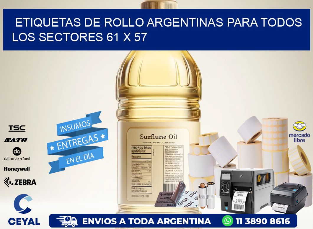 Etiquetas de Rollo Argentinas para Todos los Sectores 61 x 57