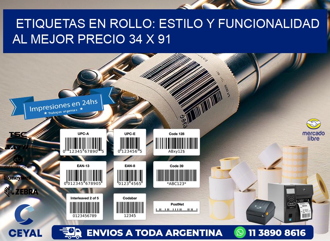 Etiquetas en Rollo: Estilo y Funcionalidad al Mejor Precio 34 x 91