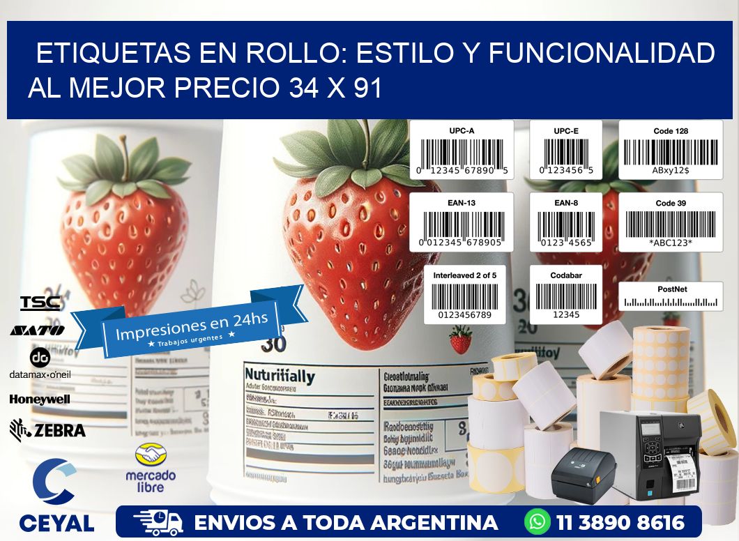 Etiquetas en Rollo: Estilo y Funcionalidad al Mejor Precio 34 x 91