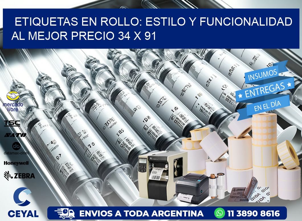 Etiquetas en Rollo: Estilo y Funcionalidad al Mejor Precio 34 x 91