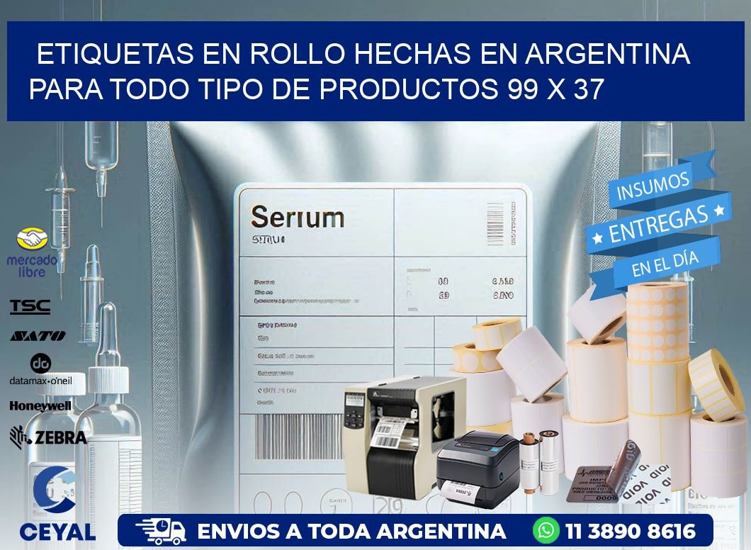 Etiquetas en Rollo Hechas en Argentina para Todo Tipo de Productos 99 x 37