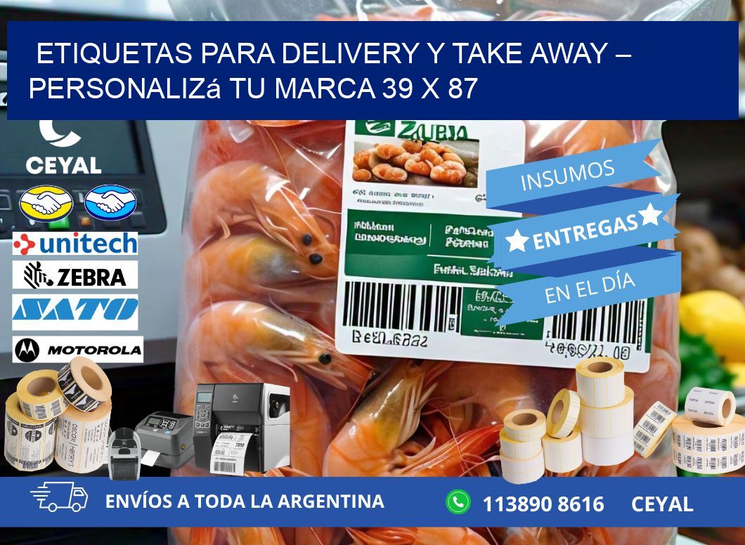 Etiquetas para delivery y take away – Personalizá tu marca 39 x 87