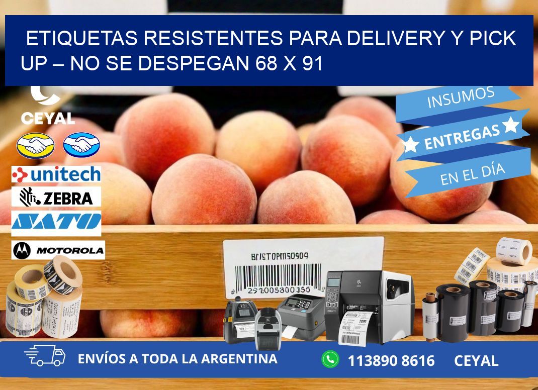 Etiquetas resistentes para delivery y pick up – No se despegan 68 x 91