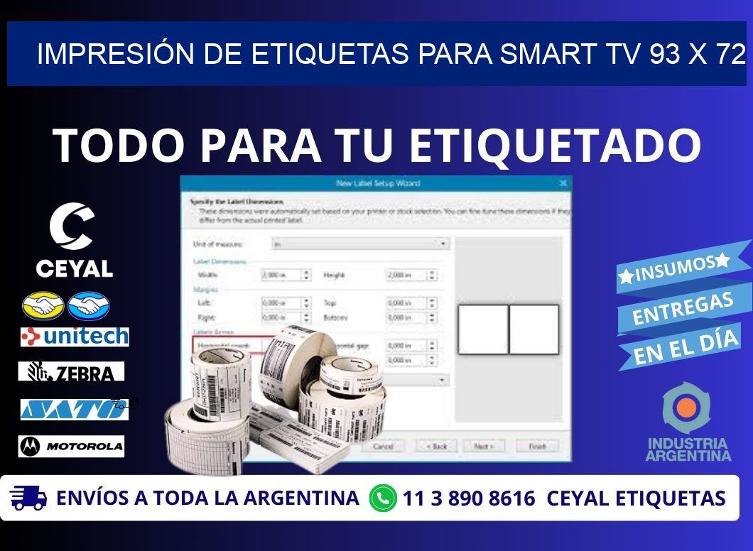 IMPRESIÓN DE ETIQUETAS PARA SMART TV 93 x 72