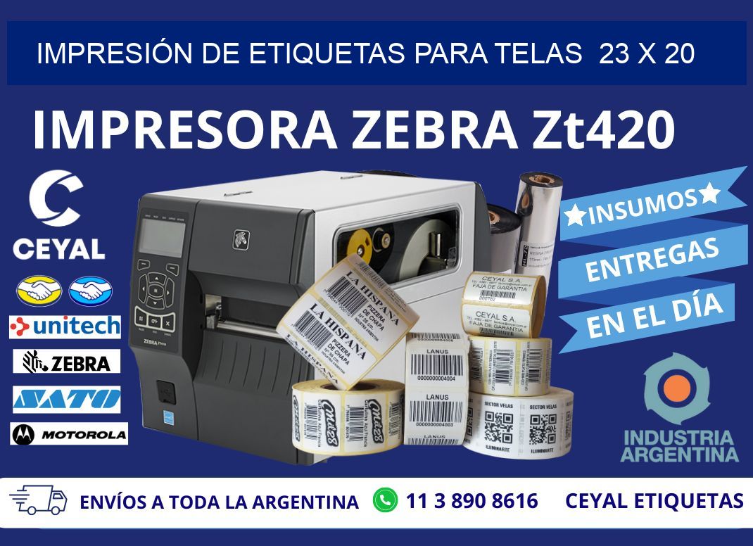 IMPRESIÓN DE ETIQUETAS PARA TELAS  23 x 20