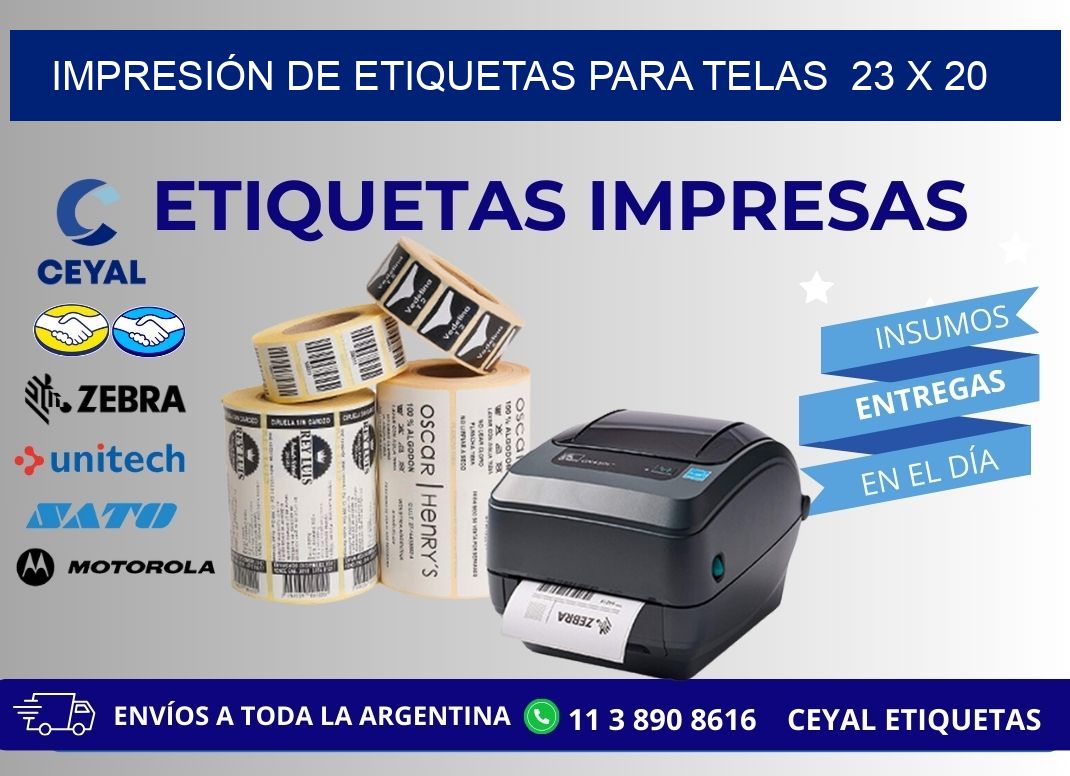 IMPRESIÓN DE ETIQUETAS PARA TELAS  23 x 20